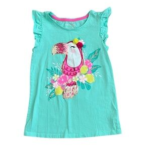 Cynthia Rowley Pink and Blue Tank Top with Ruffled Sleeves